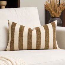 1 件条纹雪尼尔装饰抱枕套，柔软现代抽象波西米亚风格家居装饰靠垫，适合沙发、卧室、客厅，四季皆宜，也适合作为礼物 - 卡其色 - 查看 19