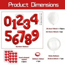 53/16件套数字气球拱门套装,包含红色和象牙色数字气球、泡泡气球、心形贴纸、白色、珍珠白和香槟金乳胶气球,适用于婚礼、生日、新娘送礼会、派对、周年纪念日、可重复使用的气球花环、个性化气球、节日装饰、优雅派对装饰、圣诞派对装饰 - 彩色 - 查看 25