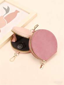 Bolsa de almacenamiento redonda multifuncional compacta - Organizador colgante de auriculares, llaves y monedas, bolso de mano mini de moda disponible en múltiples colores, ideal para salidas diarias y estilo de vida de ocio para mujeres, billetera mini, monedero, monedero pequeño, monedero de monedas - Multicolor - Ver 2