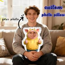 Personalized Face Pillow, Pink Bear, Customized Body Pillow, Personalized And Fun. Suitable For Father's Day, Mother's Day, Halloween, Christmas, Christmas Eve, Valentine's Day, Birthday, Personalized Day, Soldier's Day, Thanksgiving, Easter, April Fool's Day, Carnival, Festival, And National Day. - Upload Pictures to Customize Pillows - View 10