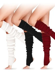 Women Long Stirrup Leg Warmers Over The Knee Ribbed Knit 80s Retro Dance For Yoga Ballet Party Winter Warm, Cozy