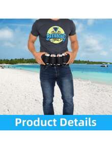 1 件啤酒腰带皮套，啤酒汽水瓶固定带，饮料罐固定器，可调节腰包，可容纳 6 罐，非常适合派对、野餐、徒步旅行 - 彩色 - 查看 7