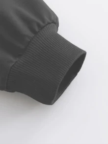 可爱猫咪印花抓绒套头衫，女童款，保暖舒适，适合秋冬季节、休闲、街头风和校园风穿着。 - 深灰色 - 查看 7