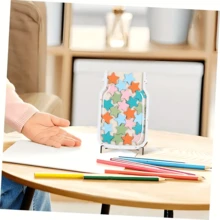 1个教室星星奖励罐，配有装饰教学贴纸 - 木质，适合家庭和学校使用，激励贴纸，教师教室奖励罐，返校必备 - 彩色 - 查看 5