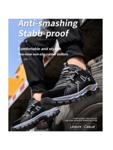 Botas industriales con puntera de acero para hombre, Antideslizantes y Resistentes, Athletic, Fitness, Sportswear, street style, workout outfit - Negro - Ver 6