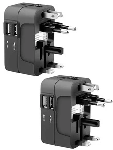 1 Bộ chuyển đổi du lịch đa năng có 2 cổng USB, phù hợp với hơn 150 quốc gia, bộ sạc tường tất cả trong một, cổng USB kép, đầu vào 110V-240V, bộ chuyển đổi nguồn cho phụ kiện máy tính, phích cắm US/EU/UK/AU, chống sét lan truyền, tuyệt vời cho chuyến công tác, du lịch, điện thoại, máy tính, máy tính bảng, máy tính xách tay - Phích cắm loại C của EU (220-240V) - Xem 15