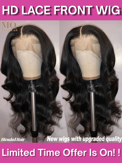 Body Wave 13x4 5X5 Lace Front Wigs Human Blended Hair 13x4 Hair Wigs Glueless Transparent Lace Front Wig Human Blended Hair Wigs For Women Glueless Brazilian Human Blended Hair Lace Frontal Wig 200% Density Pre Plucked With Baby Hair Hairline 8-34 Inch Natural Hairline No Glue