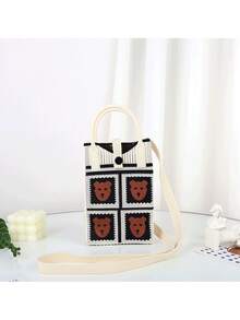 新款超时尚针织手机包，轻便高端，卡片式卡通单肩包，夏季百搭手提包 - 彩色 - 查看 18