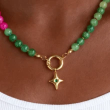 Phụ kiện trang sức tự làm, Chất liệu thép không gỉ, Ngôi sao nhỏ lãng mạn, Đá quý nhiều màu sắc - Vàng - Xem 4