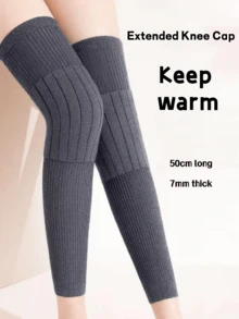 1 Pair Extra Long & Thick Knee Pads, Winter Warm Leg Warmers, Knee Joint Protector For Men & Women, Elderly & Middle-Aged, Long Knee Sleeve Warmers