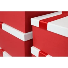 Rechteckige Geschenkbox-Set in Weihnachtsrot und Weiß, 10 Stücke mit Schleife für elegante Verpackung - Rot - Übersicht 8