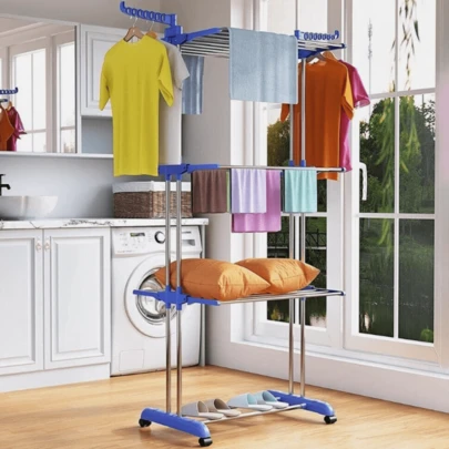 4 Tier Foldable Clothes Airer Rack Indoor Outdoor Dryer Laundry Dry Rail Hanger