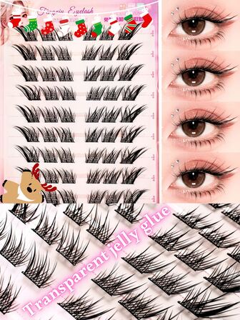 100 Clusters Self-Adhesive Sunflower Natural False Eyelashes, Length 12mm, Segmented Design For Beginners, Natural Look, Extend Eyes Length And Thicken Eyelash Clusters, Eyelash Clusters, Single Eyelashes, Eyelashes, False Eyelashes, Can Be Worn Daily For Performances, Work, Dates, Halloween Cosplay, Eyelash Extensions, Korean