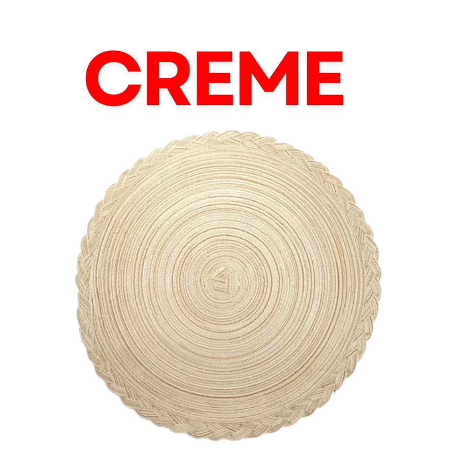 4 Or 6 Piece Set Of 38cm Elegant Round Placemats In Cotton And Linen For Table Setting And Placemats - 奶油 - 查看 1