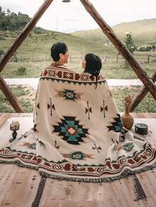 Portable Thick Picnic Blanket - Bohemian Style, Polyester Fabric, Machine Washable, Tear Resistant, Vibrant Geometric Patterns - Suitable For Outdoor Picnics, Camping, Beaches, And Indoor Decoration - Camping Blanket, Beach Towel, Waterproof Tent Mat, Warm Blanket, Picnic Mat, Camping Equipment, Home Decor Blanket