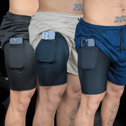 Kit 3 Bermudas 2 em 1 Cores Vivas  Verão    Ajuste Regular    Cordão