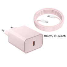 20W PD Fast Charger, Compatible With IPhone 17/16/15/Pro/Pro Max, Type-C Wall Charger With Type-C To Type-C Fast Charging Cable; Portable USB-C Adapter, Compatible With Samsung Galaxy S25/S24/S23/S22/S21/S20/Ultra/Note 20/10 - EU C Type Plug(220-240V) - View 9