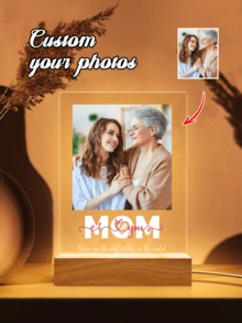 Custom Mother's Day Photo Collage Acrylic Plaque With Night Light, Custom Acrylic Plaque For Mom Friend, Personalized Photo Acrylic Plaque - Multicolor - View 1