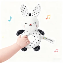 Black & White Animal Baby Teething Rattle Toy With Squeaky Sound - Handheld Sensory Shaker Suitable For Newborns 0-12 Months, Cute Grasping Ring For Early Development