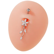 1-2枚优雅立方氧化锆花朵造型肚脐环，适合女性日常佩戴、约会、派对等场合。 - 彩色 - 查看 4