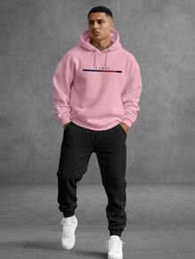 Men Hoodie Co-Ords - 粉色 - 查看 1