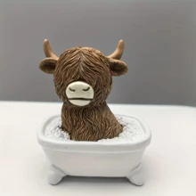 Funny Bathroom Decor - Highland Cow Reading Book Toilet Bucket Statue, Farmhouse Style Bathroom Decor, Resin Home Office Or Gift, No Electricity Needed, Humorous Design, Textured Details, Perfect For Christmas, Thanksgiving, Funny Birthday Gift - Multicolor - View 8
