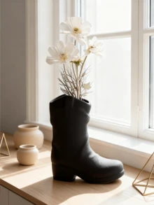 1pc Mini Resin Boot Vase, A Unique Small Dried Flower Vase, Can Also Be Used As A Match Storage Bucket, A Home Decoration Item, And The Best Gift - Multicolor - View 3