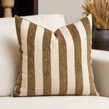 1 件条纹雪尼尔装饰抱枕套，柔软现代抽象波西米亚风格家居装饰靠垫，适合沙发、卧室、客厅，四季皆宜，也适合作为礼物 - 卡其色 - 查看 21