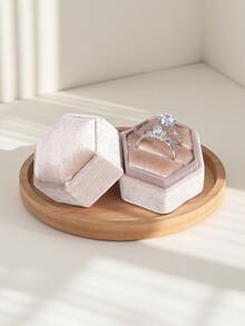 Velvet Hexagon Jewelry Ring Box For Wedding Engagement, Pink, High-End Vintage Style Single/Couple Rings Back To School - Multicolor - View 20