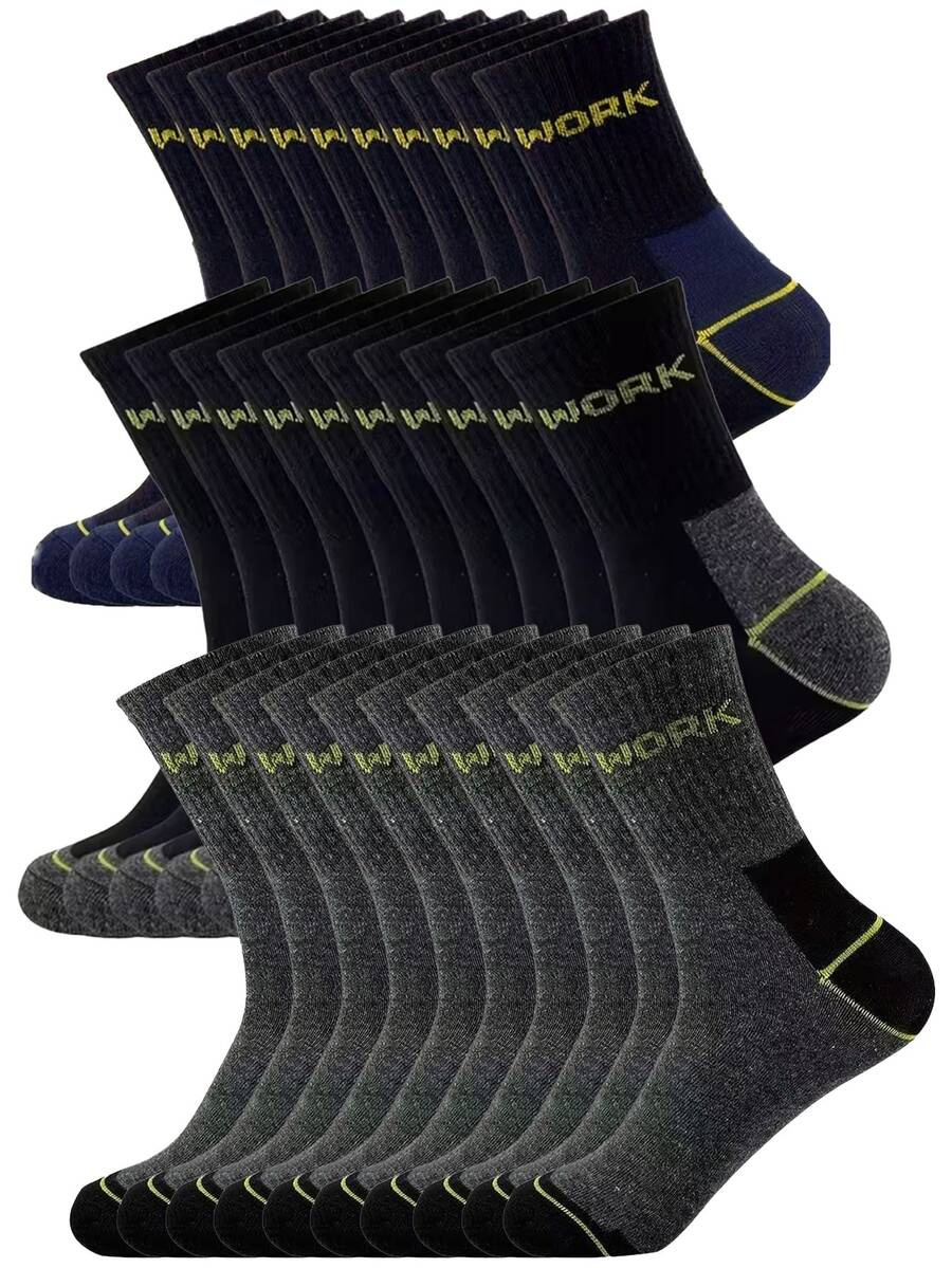 2/5/10/20 Pairs Men's Casual Sports Mid-Calf Socks, Suitable For Running, Fitness, All Seasons - Multicolor - View 1