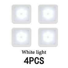 4 件/2 件/1 件 LED 运动传感器夜灯,智能 PIR 传感器橱柜壁灯,易于安装,15 秒自动关闭,暖光和冷光选项,电池供电无线方形传感器灯,适用于浴室、卧室、走廊、楼梯、橱柜 - 白色外殼 - 查看 17