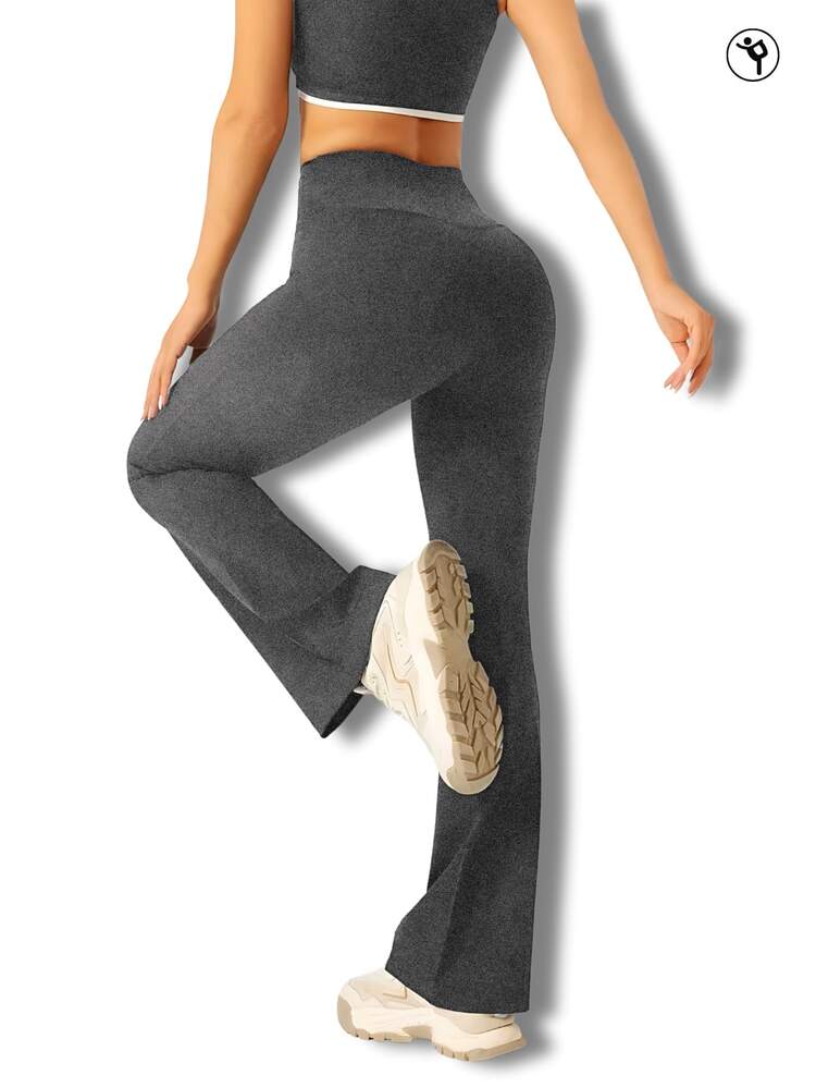 Flare Ballerina Pants With High Waist, Comfortable Supplex Fabric With Wolfox - 灰色 - 查看 4