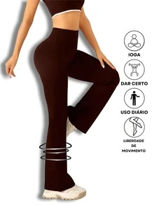 Flare Ballerina Pants With High Waist, Comfortable Supplex Fabric With Wolfox - 鏽棕色 - 查看 3
