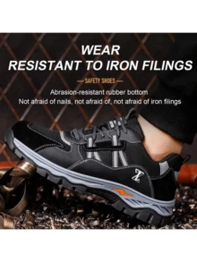 Botas industriales con puntera de acero para hombre, Antideslizantes y Resistentes, Athletic, Fitness, Sportswear, street style, workout outfit - Negro - Ver 4