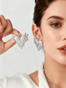 2 pezzi Orecchini vintage a forma di cuore con bordi asimmetrici sferici, accessorio essenziale per casual, pendolarismo, appuntamenti, adatto per donne, uso quotidiano, vacanze, feste, regalo