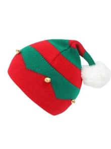 1/3pcs Christmas Knitted Hat-Autumn And Winter Warm Merry Christmas Bell Hat Wool Ball Hat Parent-Child Hat Christmas Hat Bell Knitted Wool Hat - Multicolor - View 10