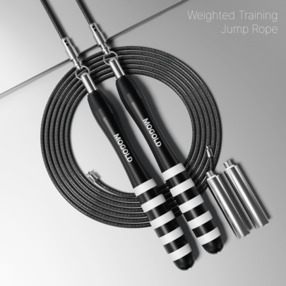 MOGOLD 1 zestaw MOGOLD Professional Weighted Double Rope Scopping Rope Set, szybka, wytrzymała stalowa lina do ćwiczeń fitness na siłowni, unisex