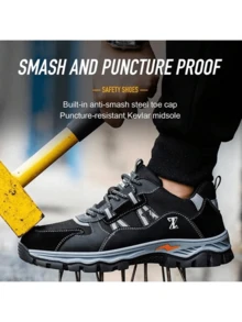 Botas industriales con puntera de acero para hombre, Antideslizantes y Resistentes, Athletic, Fitness, Sportswear, street style, workout outfit - Negro - Ver 3