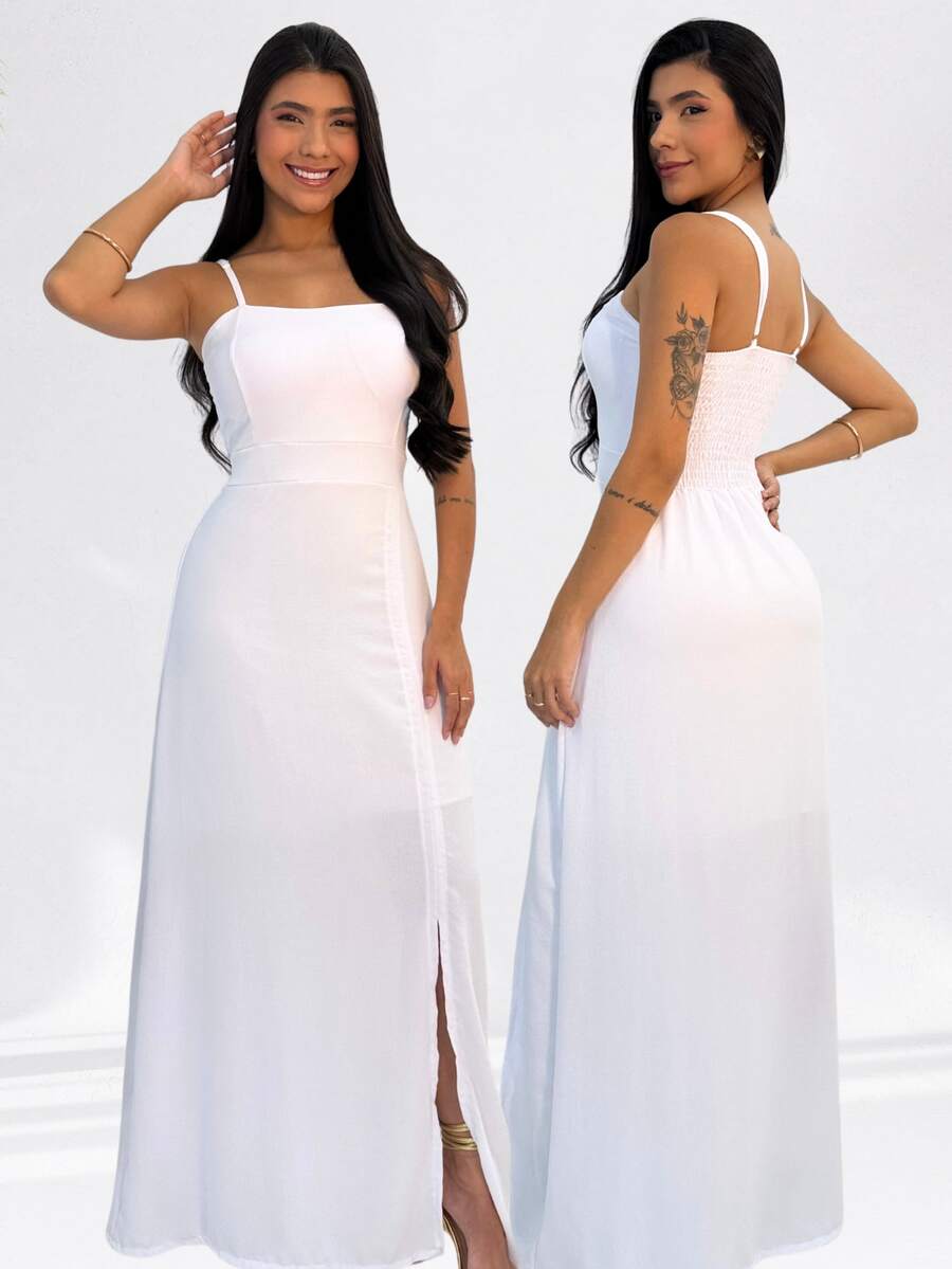 Women's Long Dress Social Event Bridesmaid Bride Civil Wedding Parties Engagement Graduation Gender Reveal Party - 白色 - 查看 1