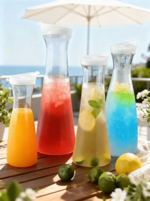 Sticlă de apă cu capac rabatabil, ulcior de suc acrilic transparent, recipient transparent pentru băuturi - potrivit pentru apă, ceai cu gheață, limonadă, suc, băuturi, lapte, ceai rece, recipient pentru suc, sticlă de apă cu gură îngustă transparentă, perfectă pentru picnicuri în aer liber, vacanțe la plajă și întâlniri.