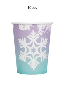 10pcs/20pcs Christmas Snowflake Tableware Set Winter Frozen Birthday Party Supplies Blue Snowflake Paper Plates Cups Napkins Dinnerware Pack For Christmas Winter Wonderland Frozen-Themed Birthday Babe Shower Decorations - Multicolor - View 12