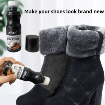 100ml Agente de cuidado y renovación de gamuza (incluye guantes de pulido de zapatos) - Disponible en negro, marrón y blanco, apto para productos de gamuza, botas de cuero de gamuza, zapatos, etc.