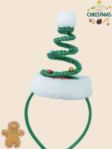 1pc Christmas Tree Shaped Headband With Bells For Girls, Children Christmas Hair Accessories, Suitable For Christmas Party