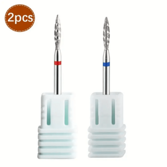 2pcs Dual-Head Nail Drill Bit 3/32 Inch Tungsten Carbide Nature Nail Buffer Bit For Nail Cuticle Clean Manicure Pedicure Nail Efile Safety Gel Remover Home Salon Using