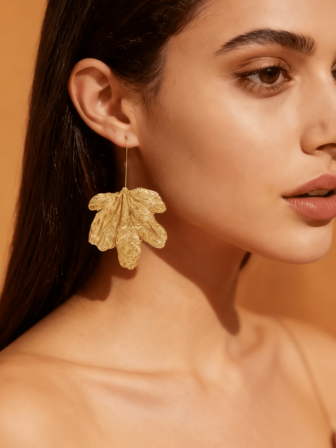 1 Pair Ginkgo Leaf Hollow Metal Earrings, Long Design To Flatter Face Shape, Elegant & Suitable For Women's Daily, Festival, Holiday, Party, Business, Cocktail, Gift