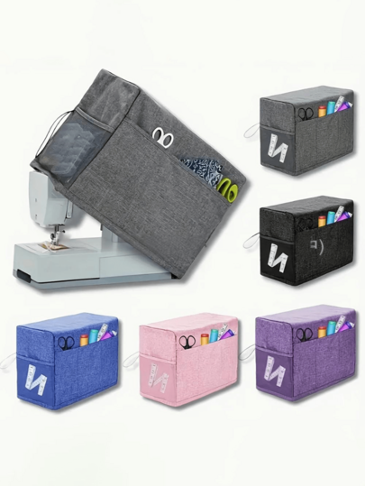 1pc Sewing Machine Cover,Dustproof & Waterproof,Pockets To Hold Sewing Supplies,Ruggedizing Dust Cover With Convenient Side Pockets, Sturdy Handle For Most Standard Machines (L46xW21xH32cm).
