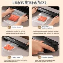 Kitchen mommy جهاز تفريغ الهواء، وظيفة تفريغ الهواء + إغلاق الأكياس، مناسب لحفظ مختلف الأطعمة بتفريغ الهواء، جهاز تفريغ الهواء، سهل التشغيل، مناسب لتخزين الأطعمة الجافة والطرية، جهاز تفريغ الهواء للأطعمة، جهاز كهربائي للمطبخ - قابس المملكة المتحدة (220 إلى 240 فولت) - مشاهدة 10