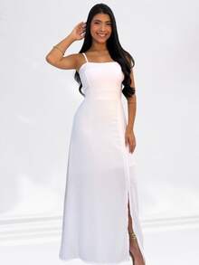 Women's Long Dress Social Event Bridesmaid Bride Civil Wedding Parties Engagement Graduation Gender Reveal Party - 白色 - 查看 3