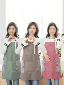 1pc Adjustable Waterproof Kitchen Apron With Large Towel Pocket - Fashionable White PVC Apron, Suitable For Cooking And Baking, Functional Design, Suitable For Women, Practical Kitchen Wear, Suitable For Household, Chefs, BBQ Enthusiasts, Craftsmen And Outdoor Activities - Multicolor - View 5