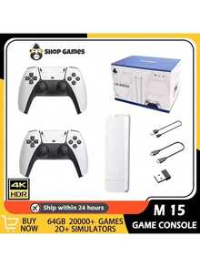 4K Retro Console With 2 Wireless Controllers – 20,000 Games + 20 Emulators – Plug And Play – Compatible With TV, Monitor, PC And Projector – Ideal Gamer Gift - White - View 11